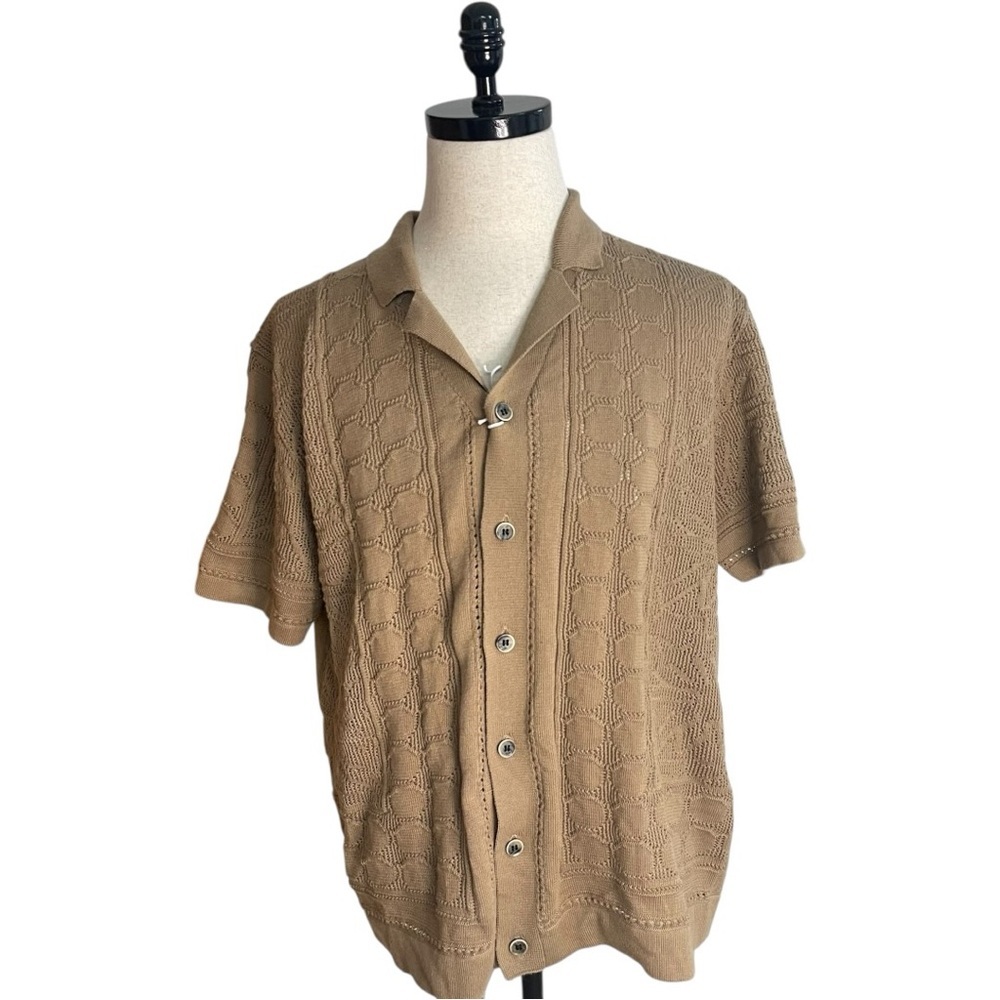Free Planet Button Down Cardigan Sweater Tan